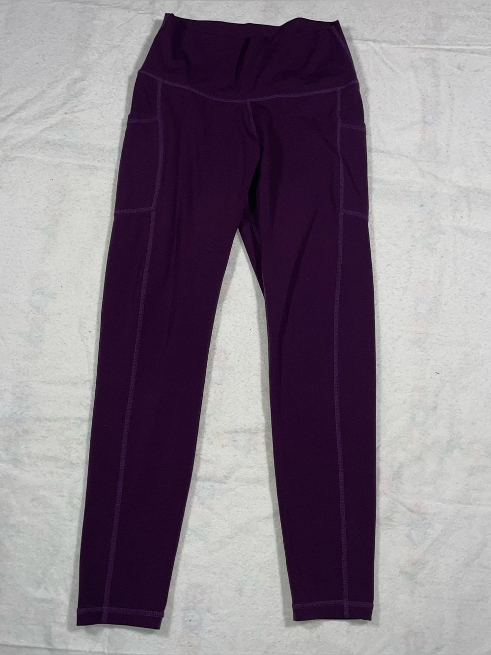Colorfulkoala M Wide Elastic Waistband Bright Purple Leggings With Pockets